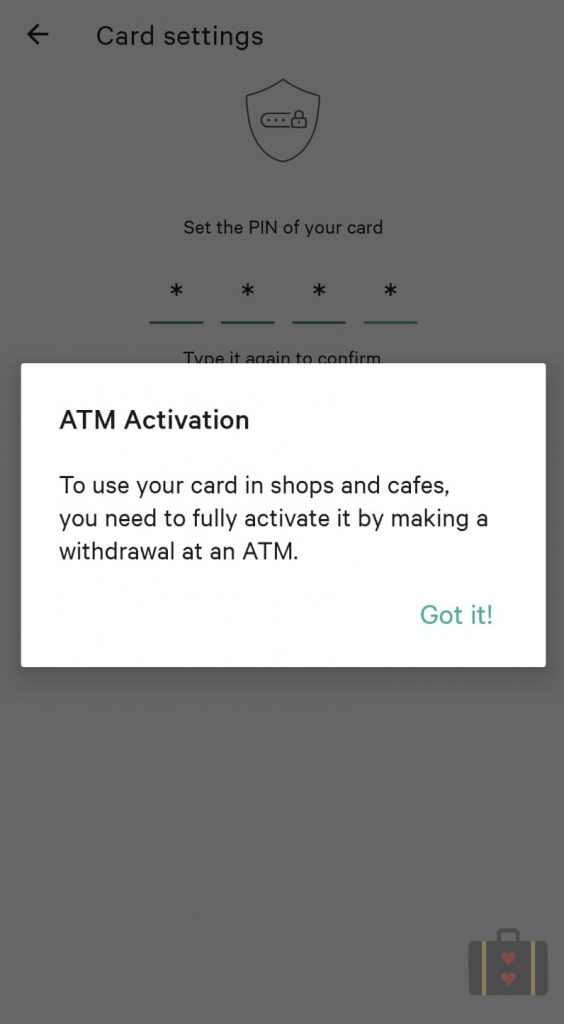 Informação importante: mesmo agora depois de ativado, você precisa realizar um saque em um ATM para que seu cartão esteja disponível para compras.